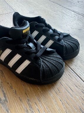 adidas Kids Black & White Classic Superstar Sneakers